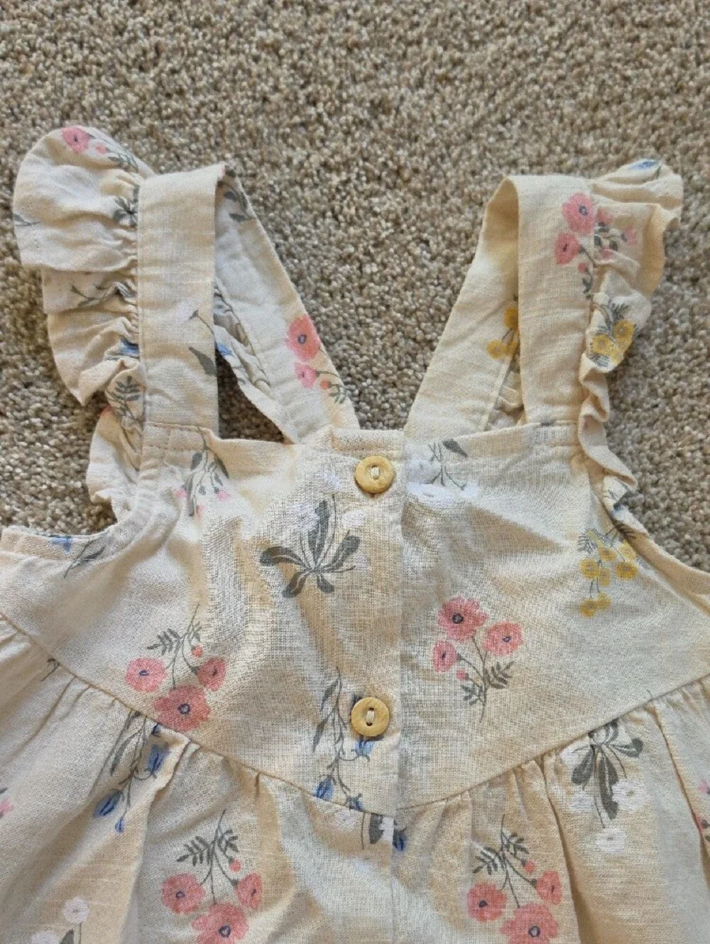 Cream Floral Button-Front Sundress
